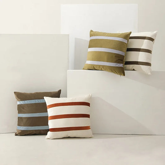 Velvet Striped Patchwork Boho Cushion Cover 45X45cm