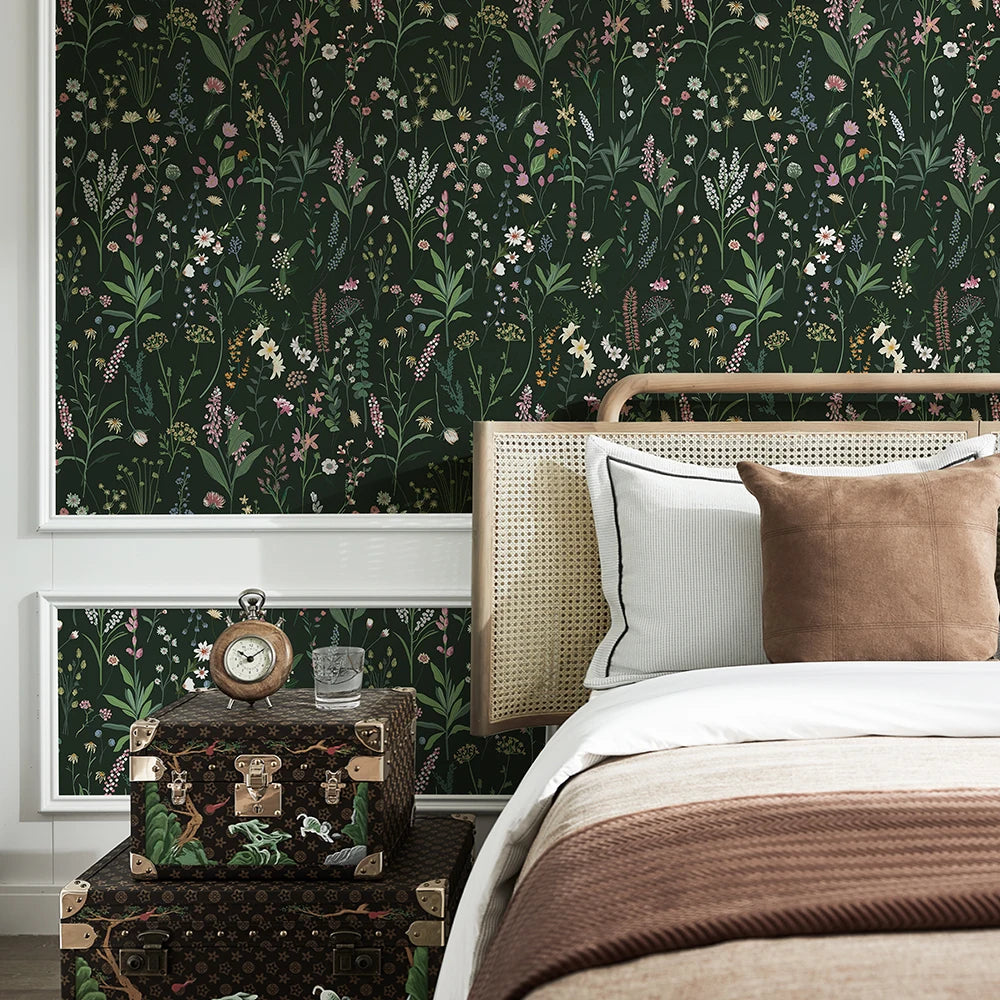 Waterproof Self-adhesive PVC Wallpaper - Flowers & Green Leaves