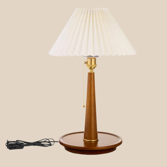 Walnut Table Lamp with Empire Lamp Shade, Vintage style table lamp